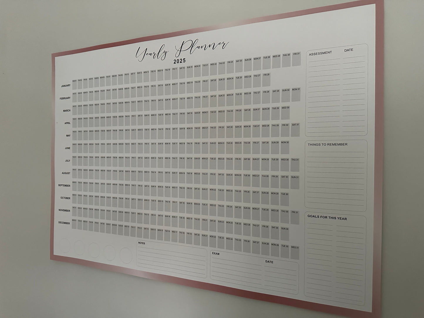 January - December 2025 wall planner