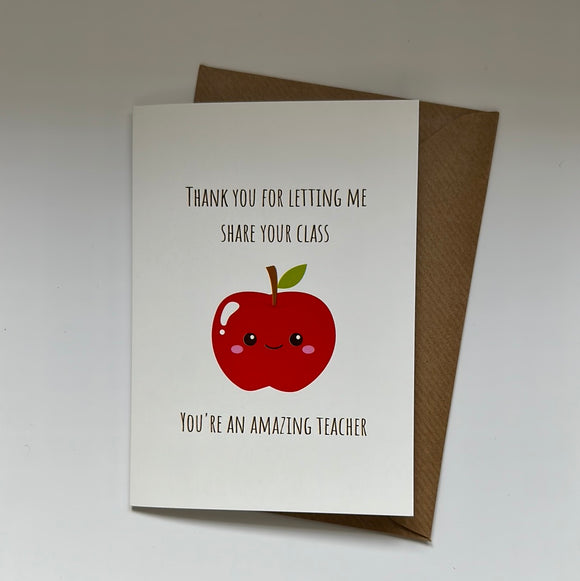 Teacher Thank you card - Apple – Planrdesigns