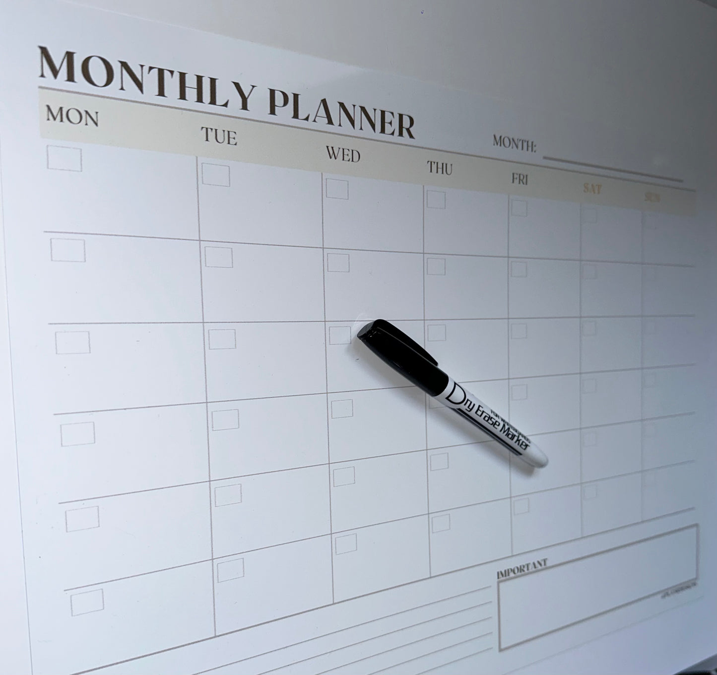 Monthly planner whiteboard